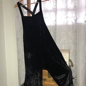 UO oversized velvet overalls